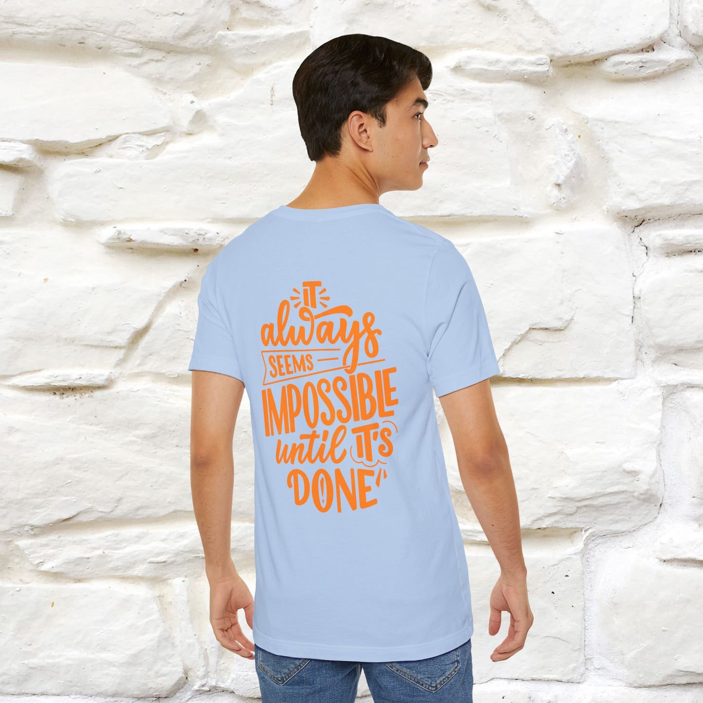 "It Always Seems Impossible Until It’s Done" Cat T-Shirt| Front & Back Design | Nunu&Miao Studio