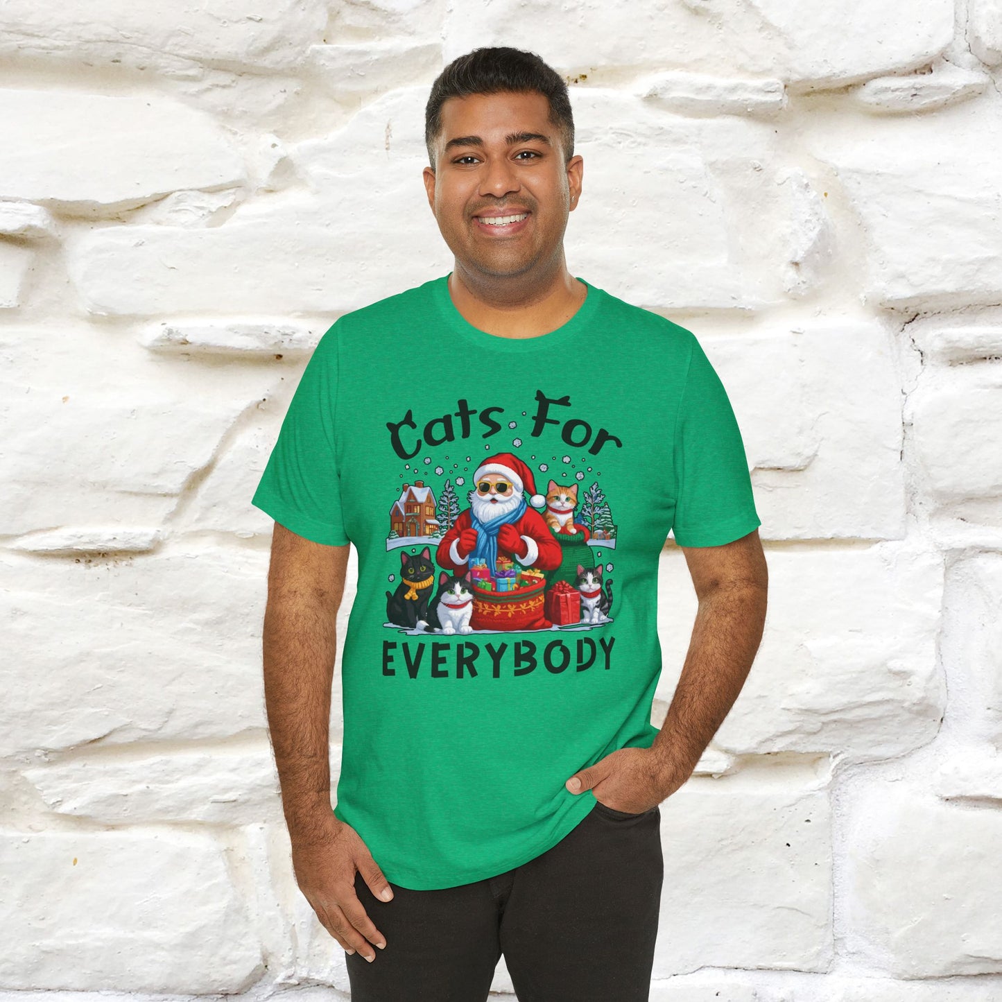 Cats For Everybody T-Shirt | Festive Cat Christmas Shirt for Men & Women | 100% Cotton