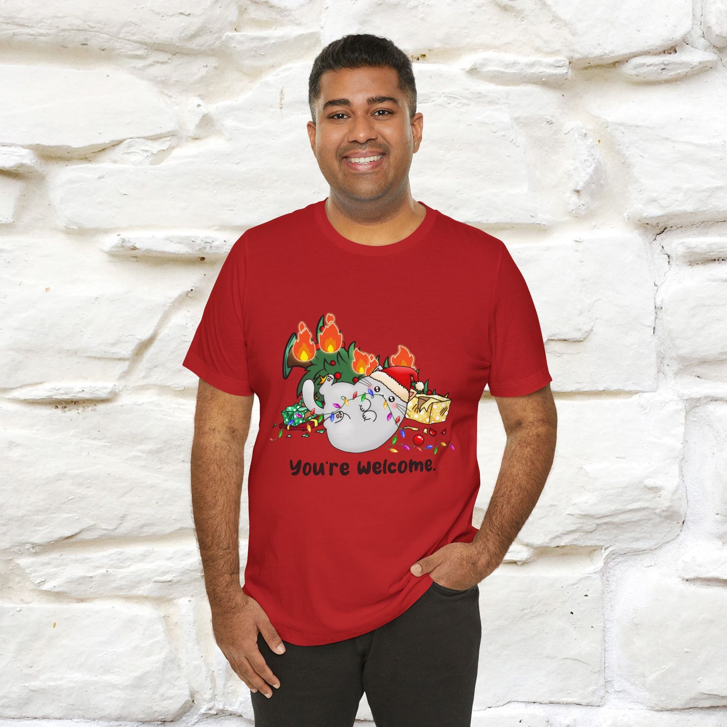 You're Welcome | Sarcastic Cat Christmas Shirt for Men & Women | 100% Cotton*