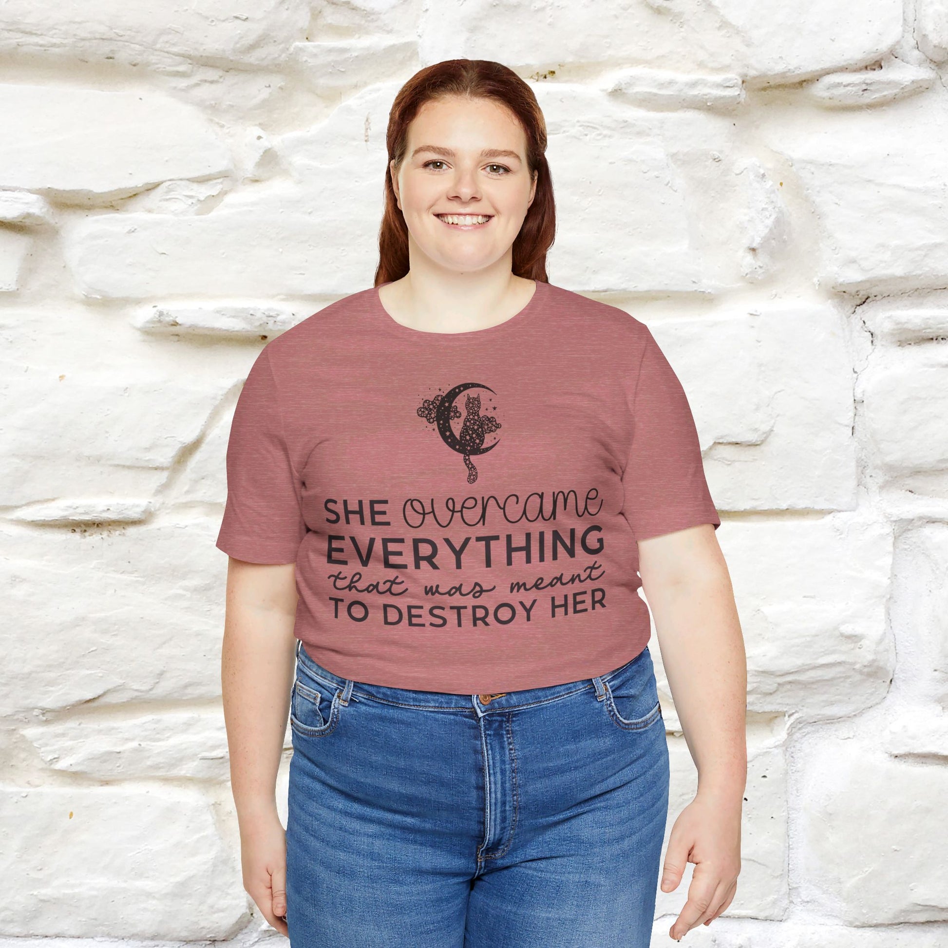 ''She Overcome Everything That Was Meant To Destory Her'' T-shirt for Women 100% Cotton* - Nunu&Miao Studio