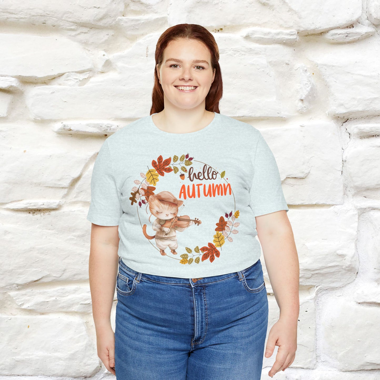 "Hello Autumn" Cat T-Shirt for Men & Women | 100% Cotton | Cozy Fall Fashion