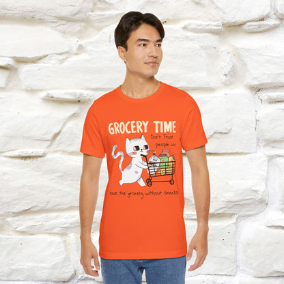 "Grocery Time: Don’t Trust People Who Leave the Grocery Without Snacks" Cat T-Shirt for Men & Women  | 100% Cotton* | Funny Tee