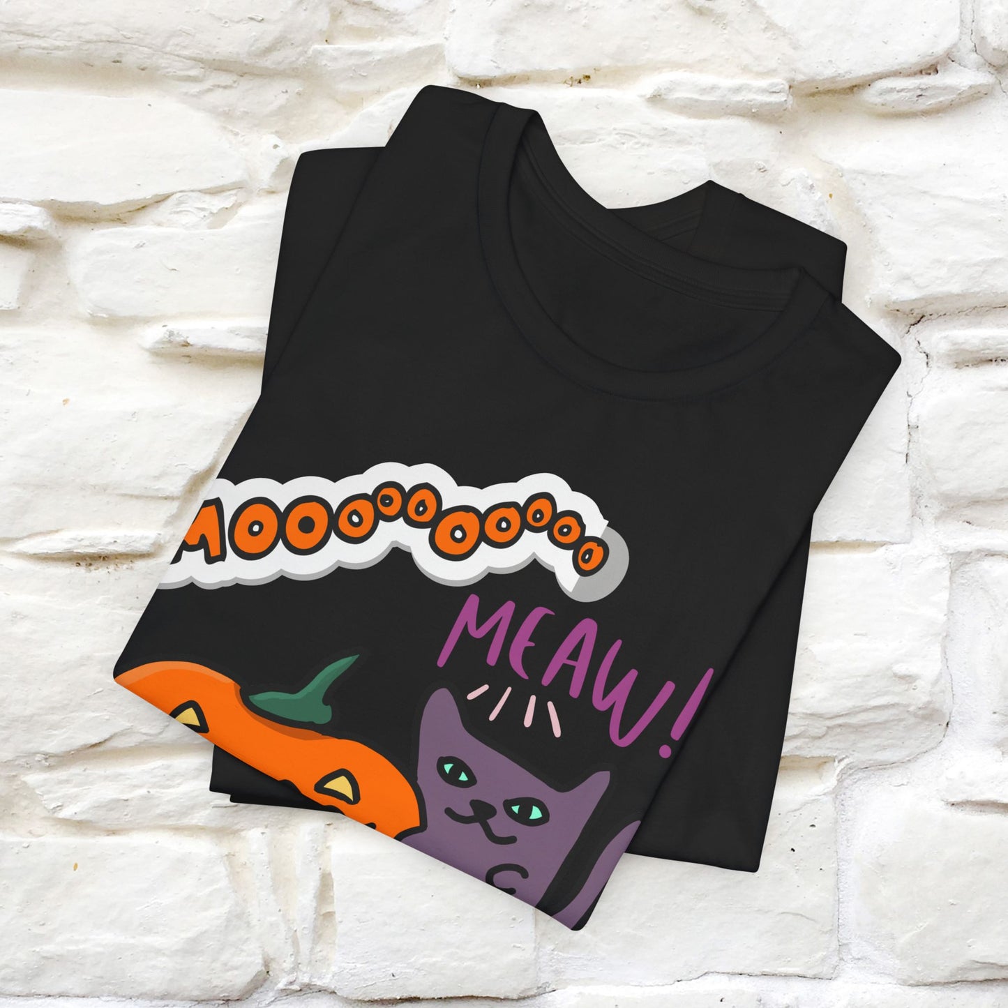 ''Mooooo Meaw'' Halloween Unisex Cat T-shirt 100% Cotton*