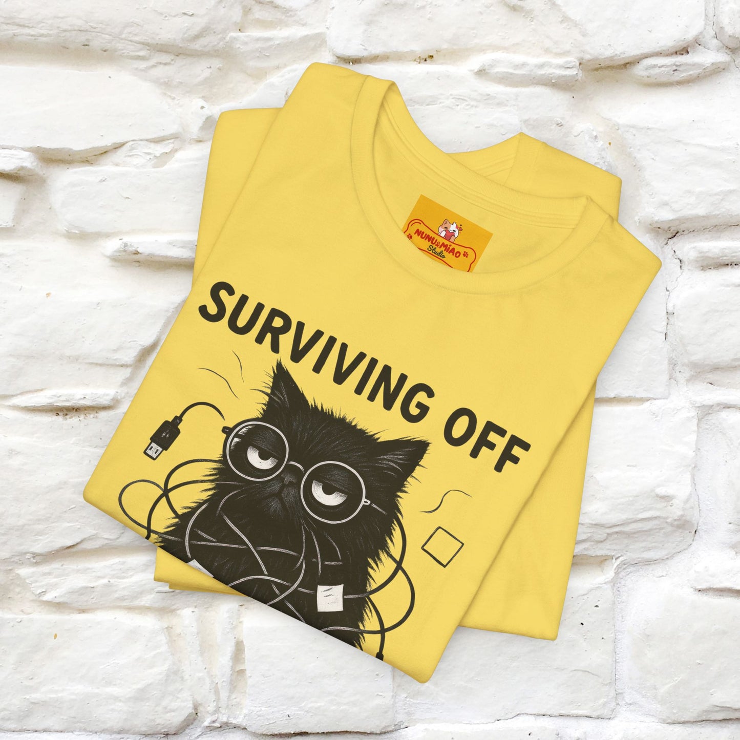 "Surviving Off...Vibes And Broken .. " |Cat T-Shirt | Nunu&Miao Studio