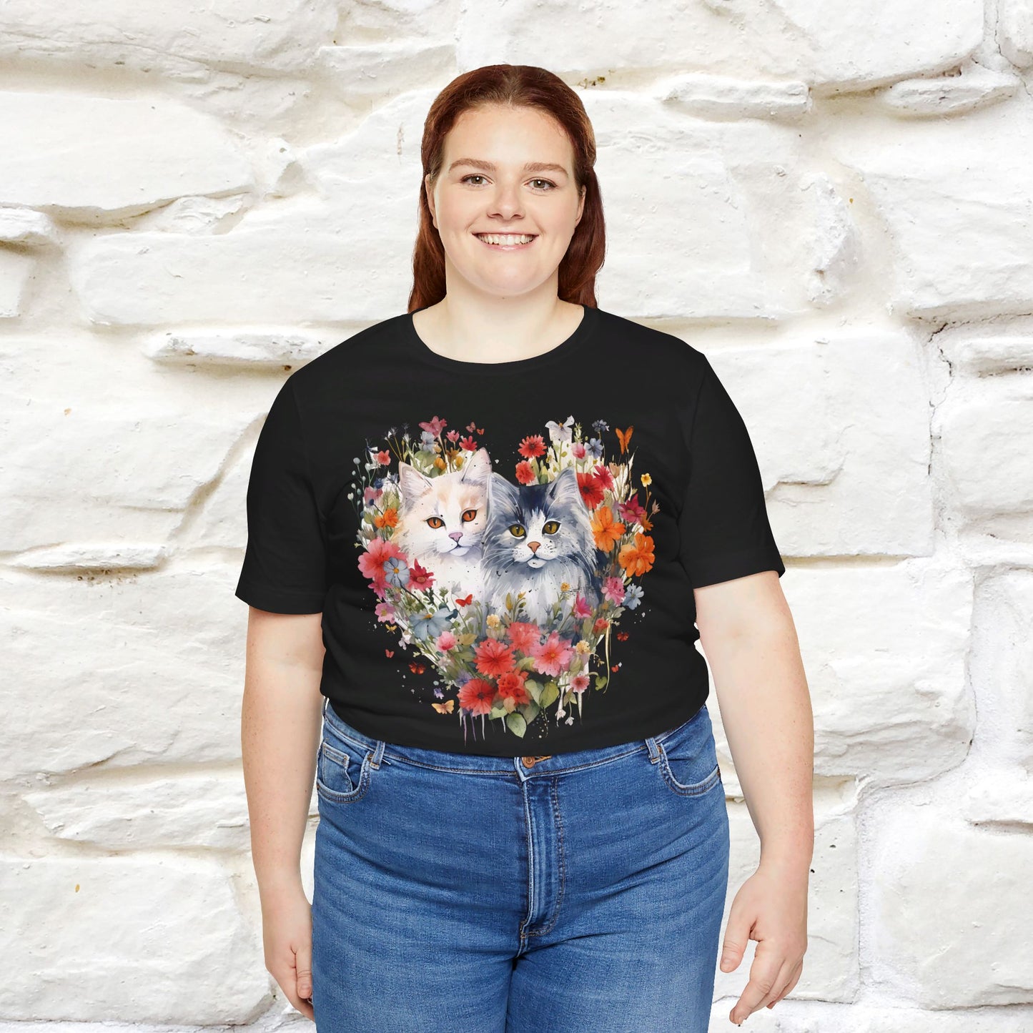 ''Heart Of Flower'' Cat T-shirt for Women 100% Cotton* - Nunu&Miao Studio