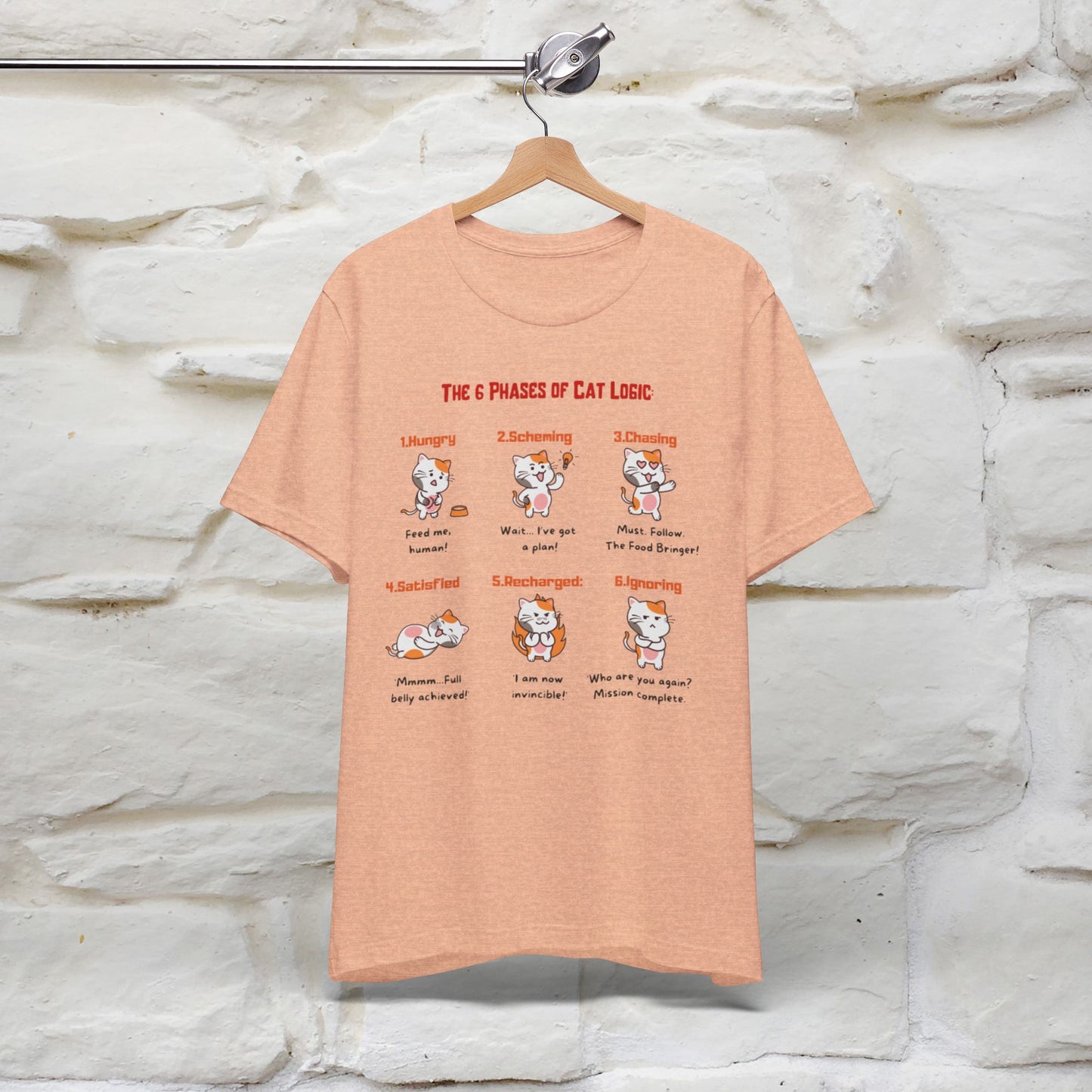 "The 6 Phases of Cat Logic" Hilarious Cat T-Shirt for Men & Women | 100% Cotton*