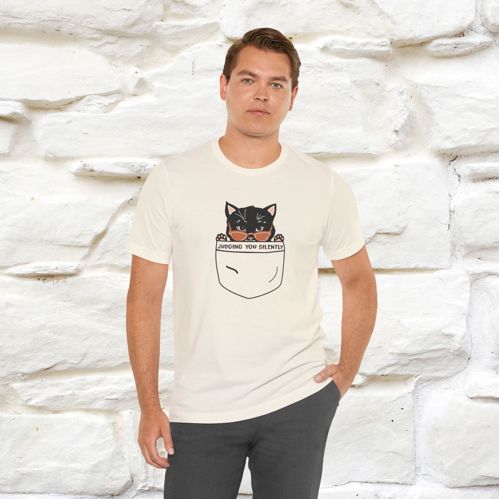 ''Judging You Silently'' | Cat T-Shirt for Men | Nunu&Miao Studio - Nunu&Miao Studio