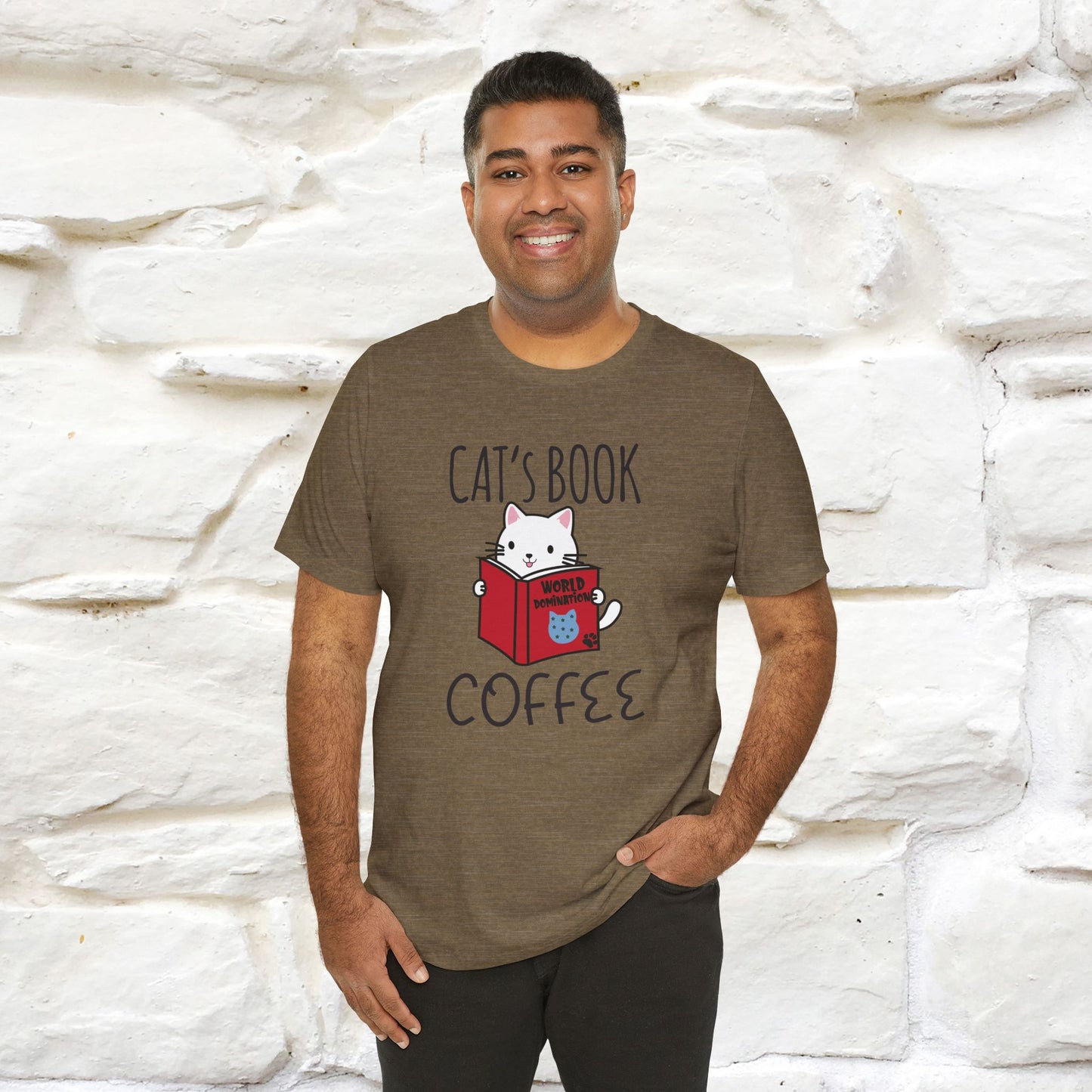 "Cat's Book Coffee" Cat T-Shirt for Men & Women | 100% Cotton* | Cozy Vibes for Book & Cat Lovers