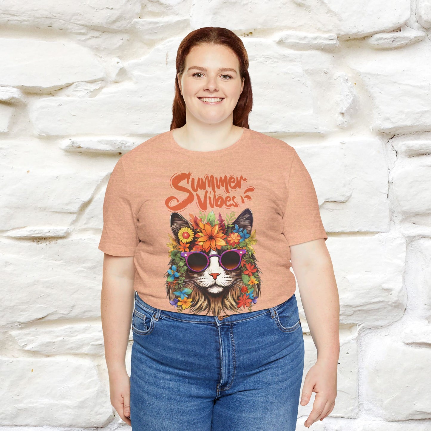 ''Summer Vibes'' Cat T-shirt for Women 100% Cotton* - Nunu&Miao Studio