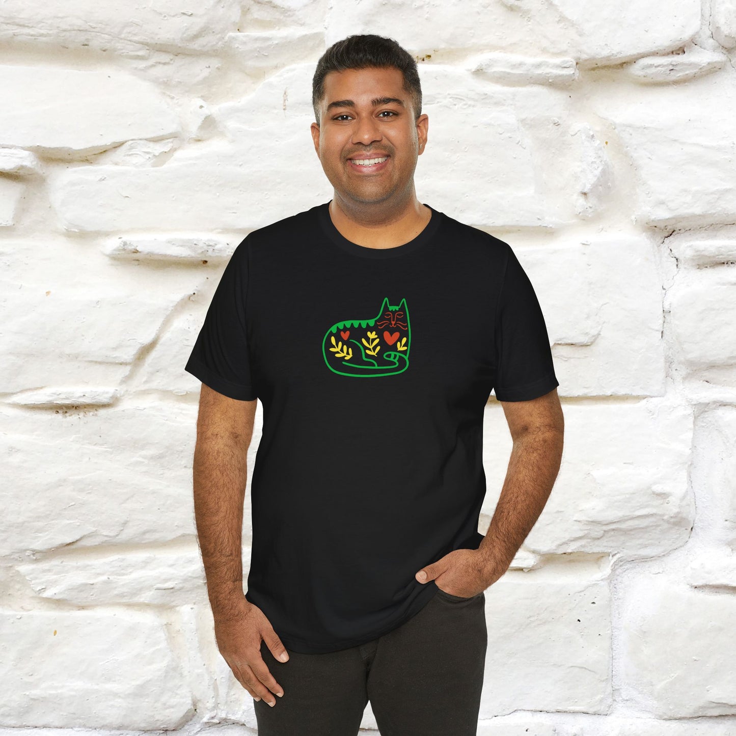 ''Floral Abstract'' Cat T-Shirt Front and Back Design | Nunu&Miao Studio