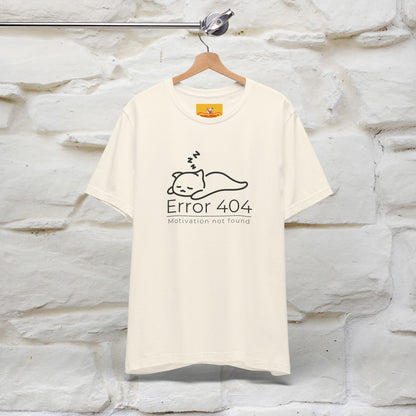 ''Error 404 Motivation Not Found'' Cat T-Shirt Front and Back Design | Nunu&Miao Studio