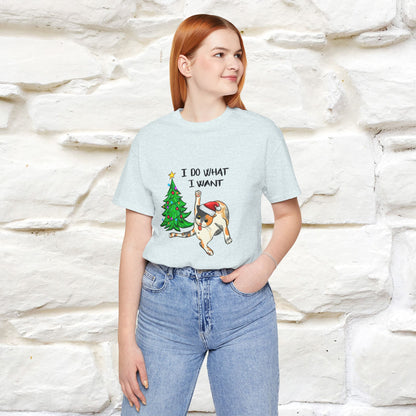 I Do What I want Funny T-Shirt | Festive Cat Christmas Shirt for Men & Women | 100% Cotton*