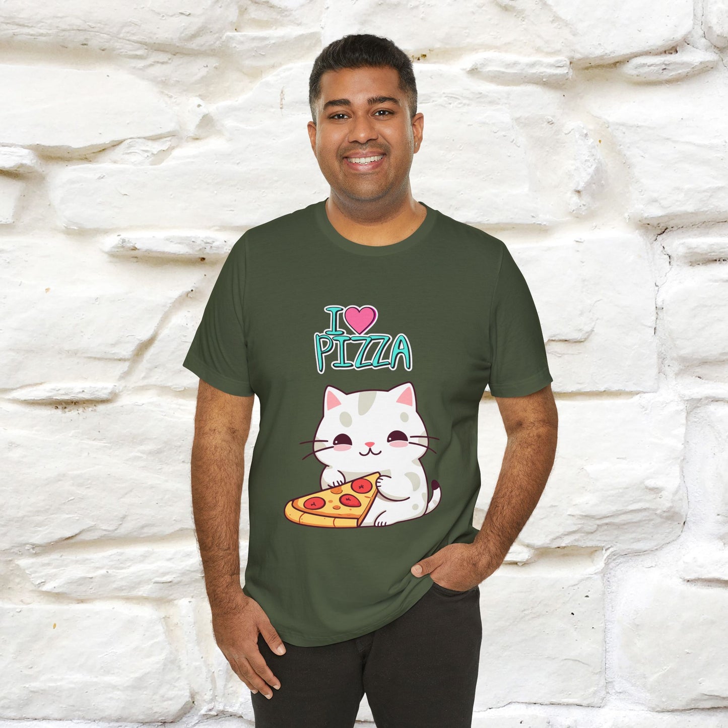 "I Love Pizza" Cat T-shirt for Men & Women | 100% Cotton*