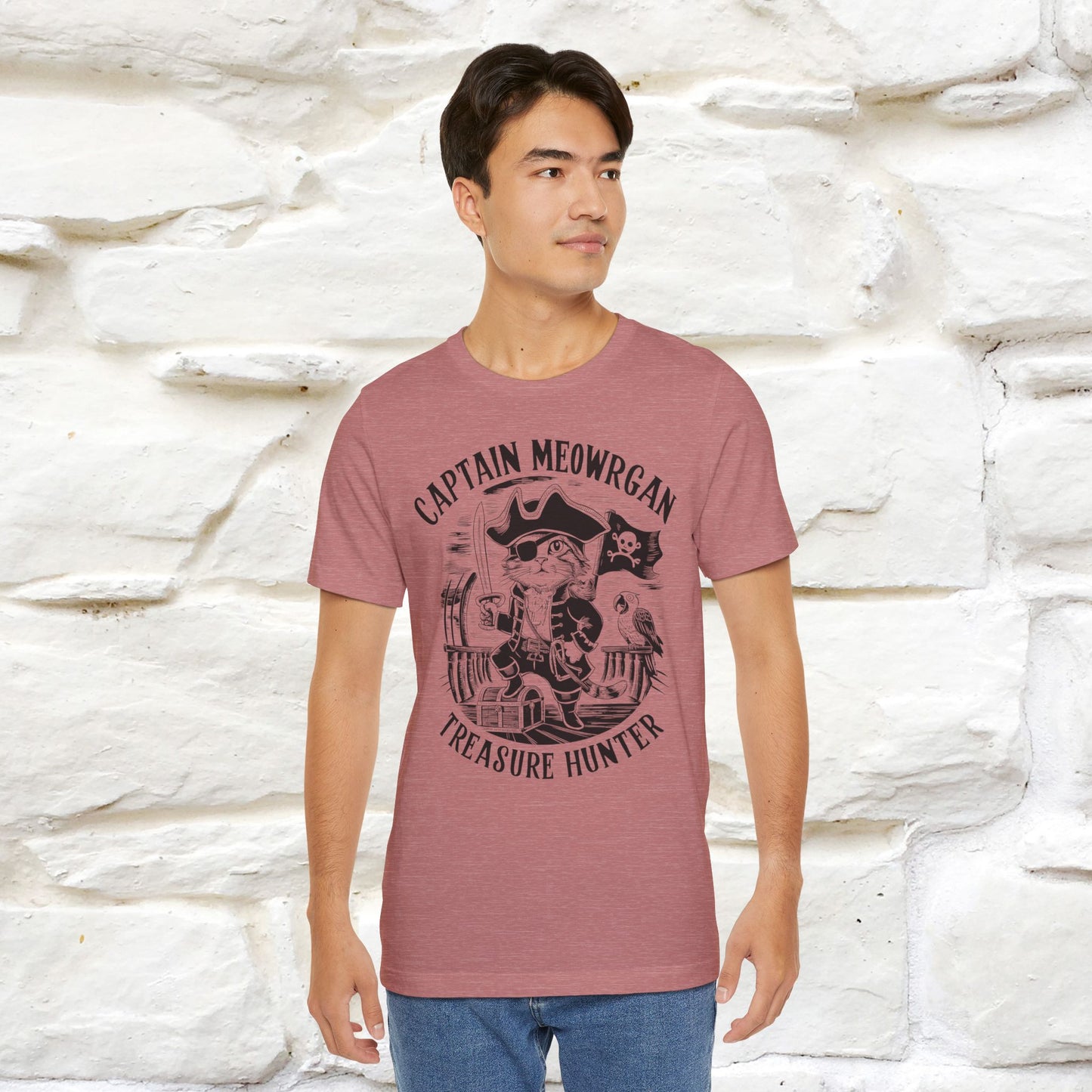 Captain Meowrgan Treasure Hunter T-Shirt | Adventure Cat Tee for Men & Women | 100% Cotton*