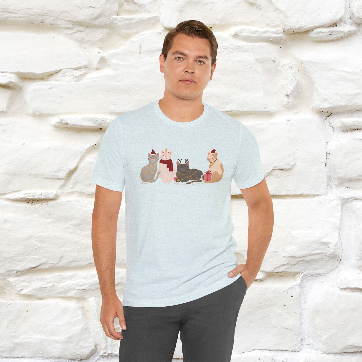 “Cat Family Christmas T-Shirt | Festive Cat Shirt for Men & Women | 100% Cotton”