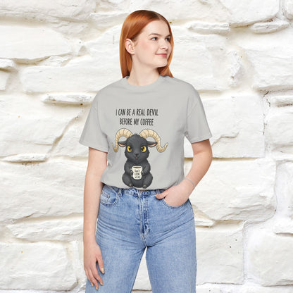 "I Can Be a Real Devil Before My Coffe" Funny T-shirt |Nunu&Miao Studio