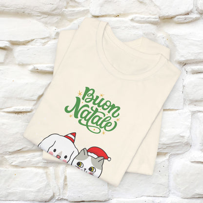 Buon Natale Cat and Dog T-shirt for Men & Women | 100% Cotton* 🐾 | Festive Holiday Shirt