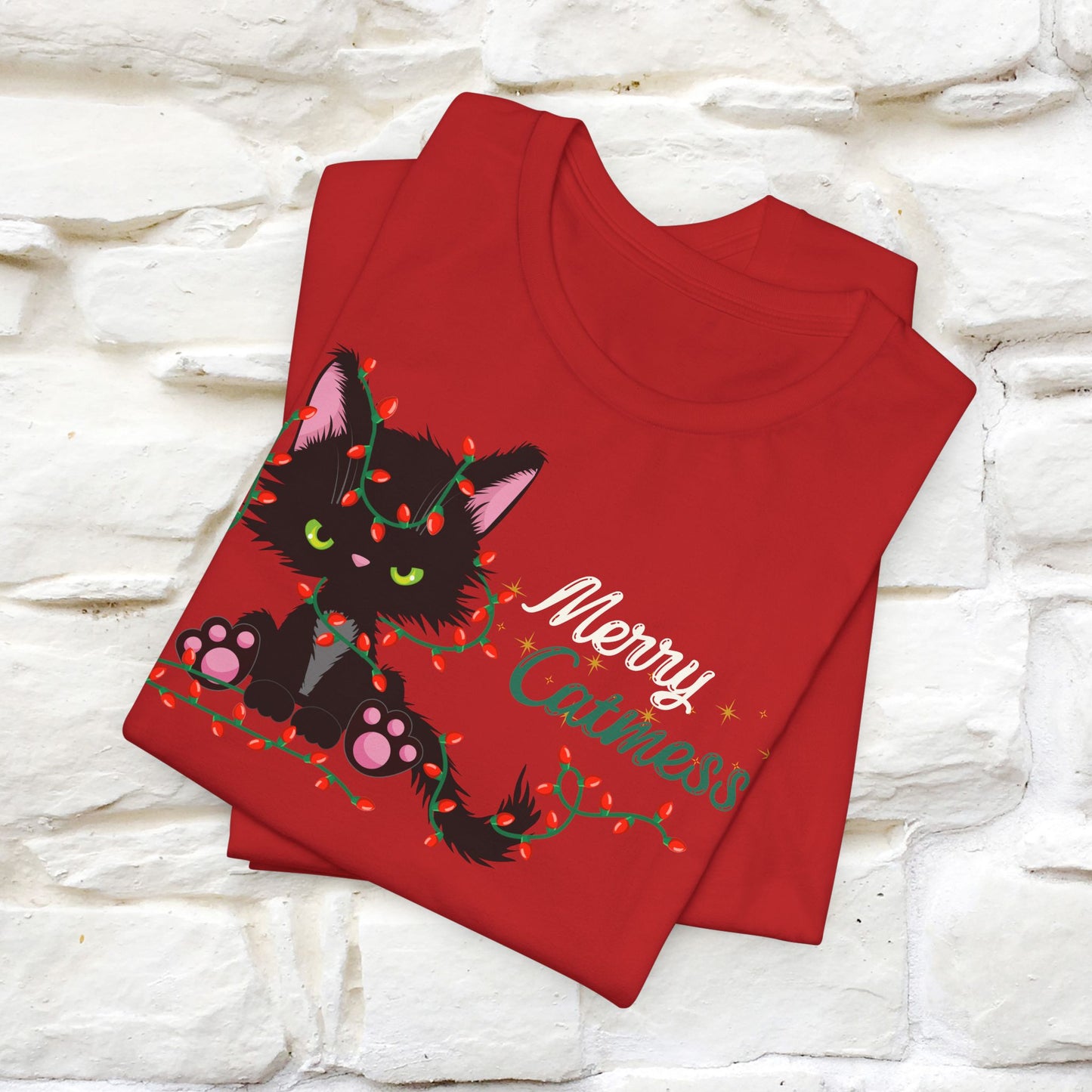 Merry Catmess Cat T-Shirt | Funny Christmas Cat Shirt for Men & Women | 100% Cotton