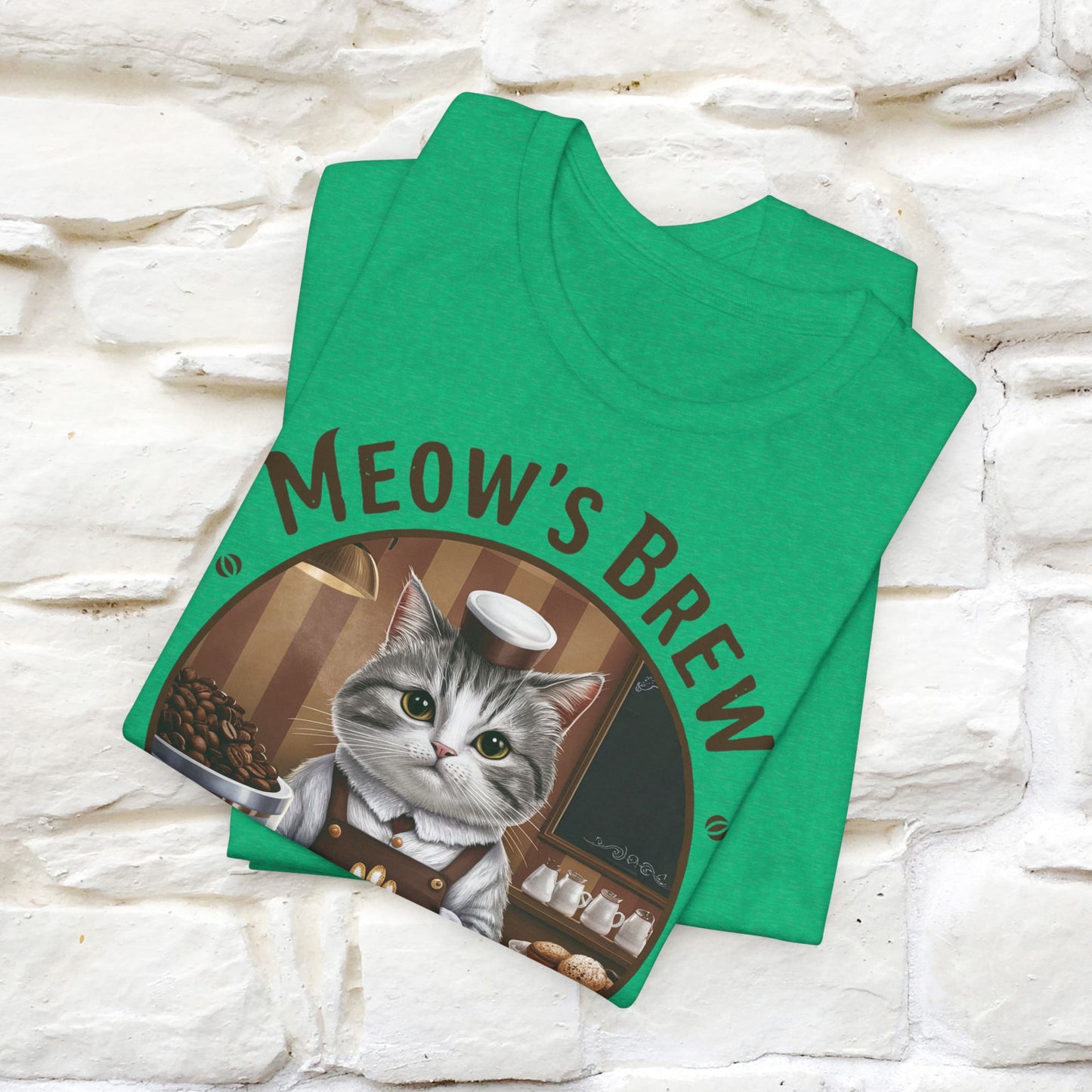 Meow's Brew, Perfectly Brewed Cat T-Shirt for Men & Women | 100% Cotton* Coffee Lover Tee