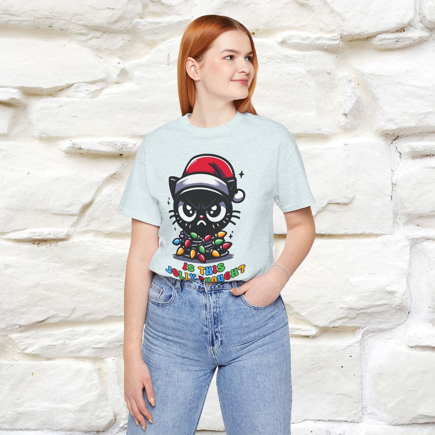 Is This Jolly Enough? | Funny Cat Christmas Shirt for Men & Women | 100% Cotton