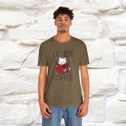 "Cat's Book Coffee" Cat T-Shirt for Men & Women | 100% Cotton* | Cozy Vibes for Book & Cat Lovers