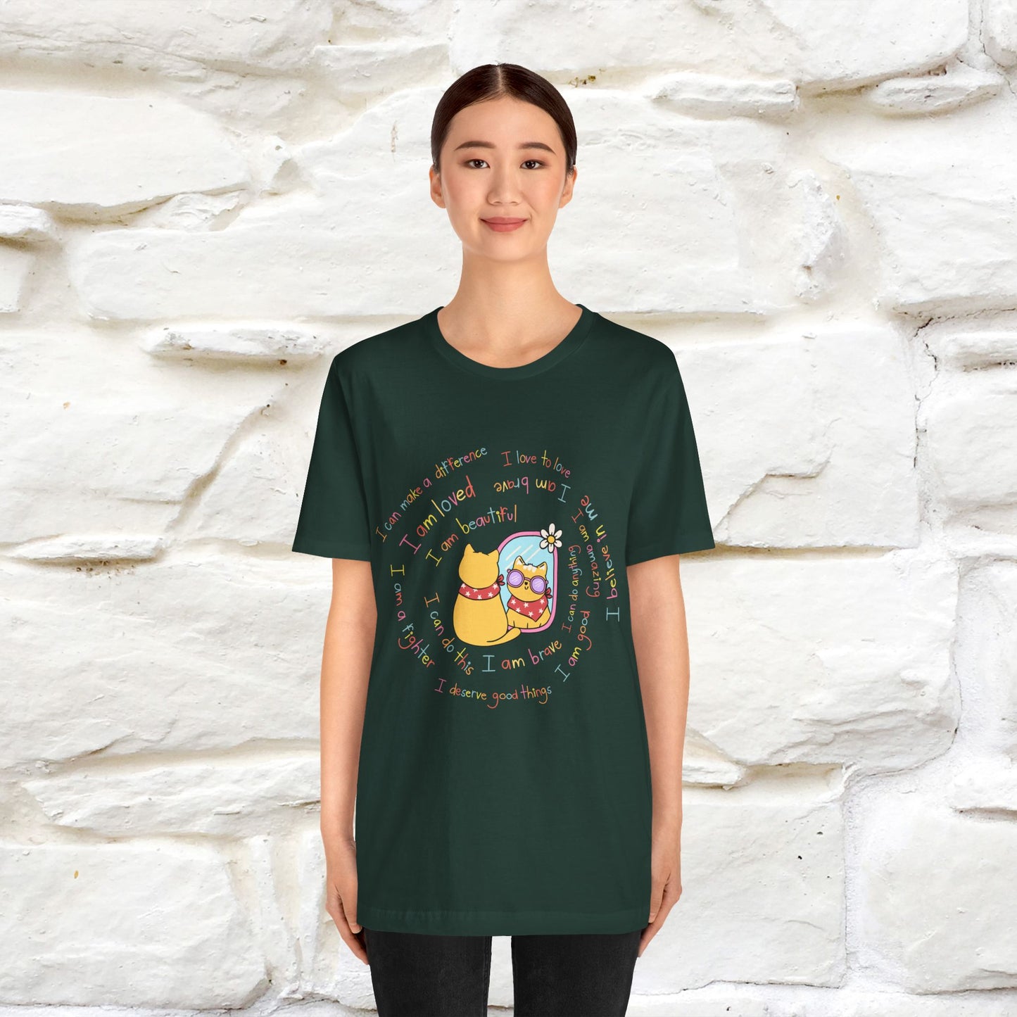 ''Self Positive Affirmation''  Cat T-shirt for Women 100% Cotton*