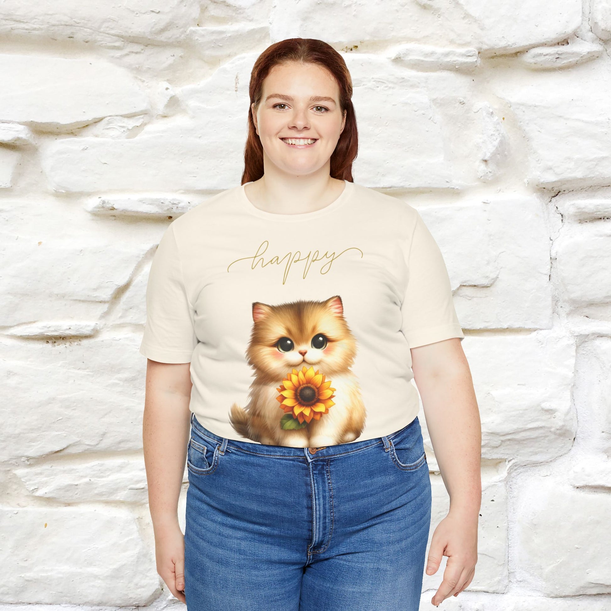 ''Happy'' Cat T-shirt for Women 100% Cotton* - Nunu&Miao Studio