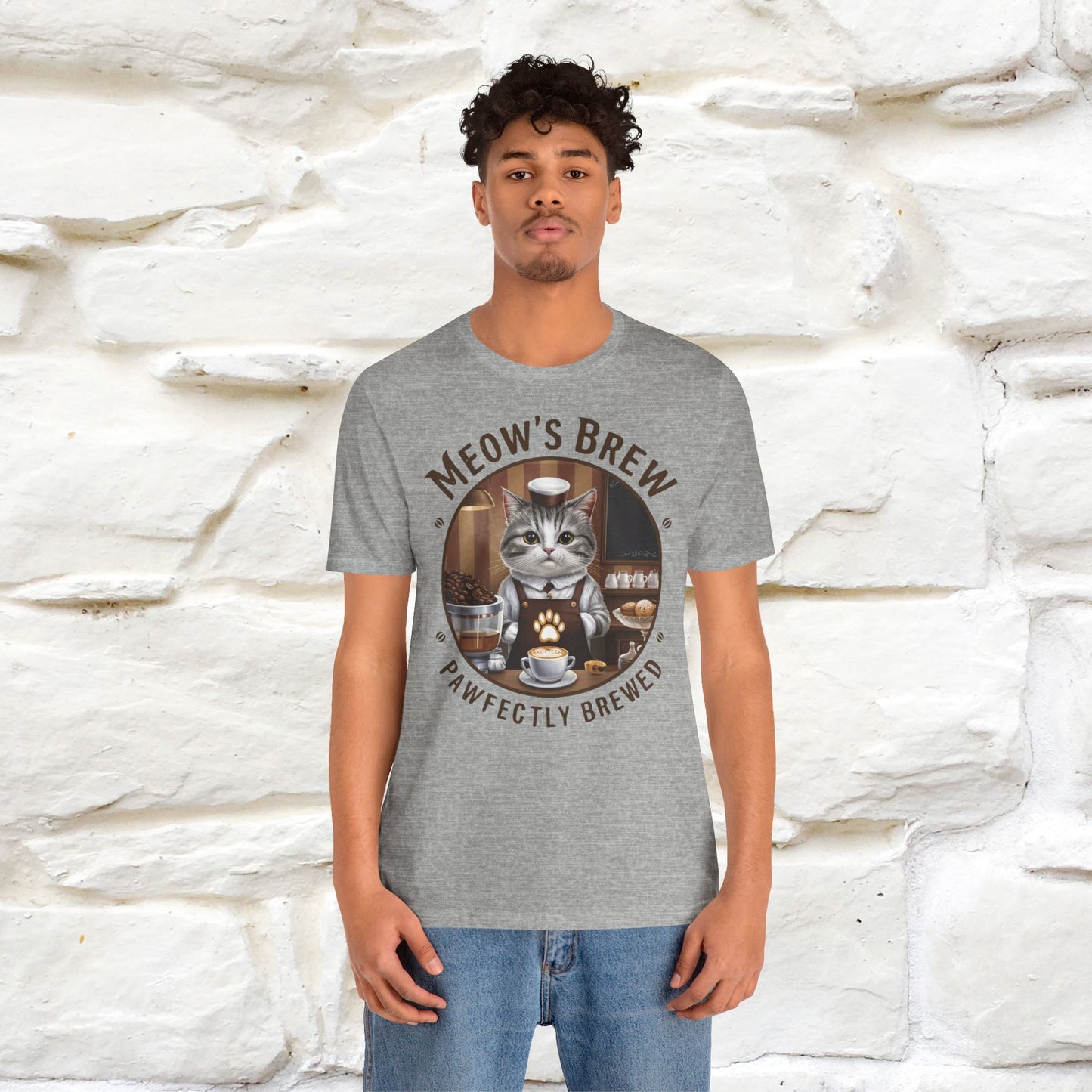 Meow's Brew, Perfectly Brewed Cat T-Shirt for Men & Women | 100% Cotton* Coffee Lover Tee