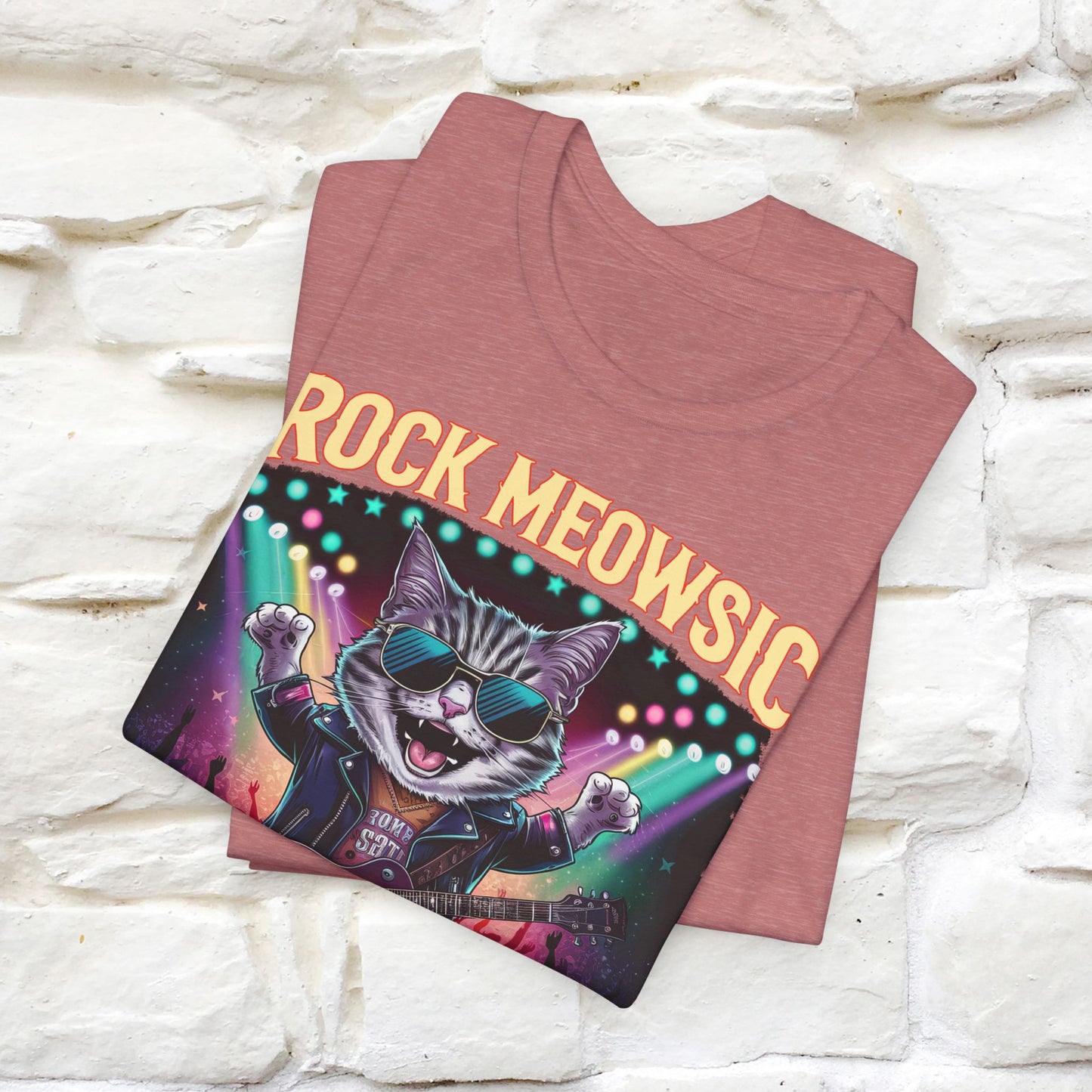 Rock Meowsic Catitude On Stage T-Shirt | Rocker Cat Tee for Men & Women | 100% Cotton*