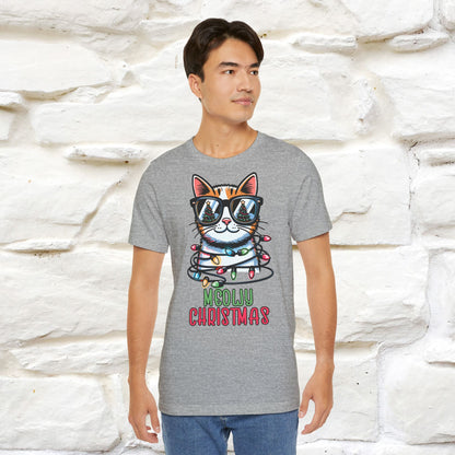 Meowy Christmas T-Shirt | Festive Cat Christmas Shirt for Men & Women | 100% Cotton