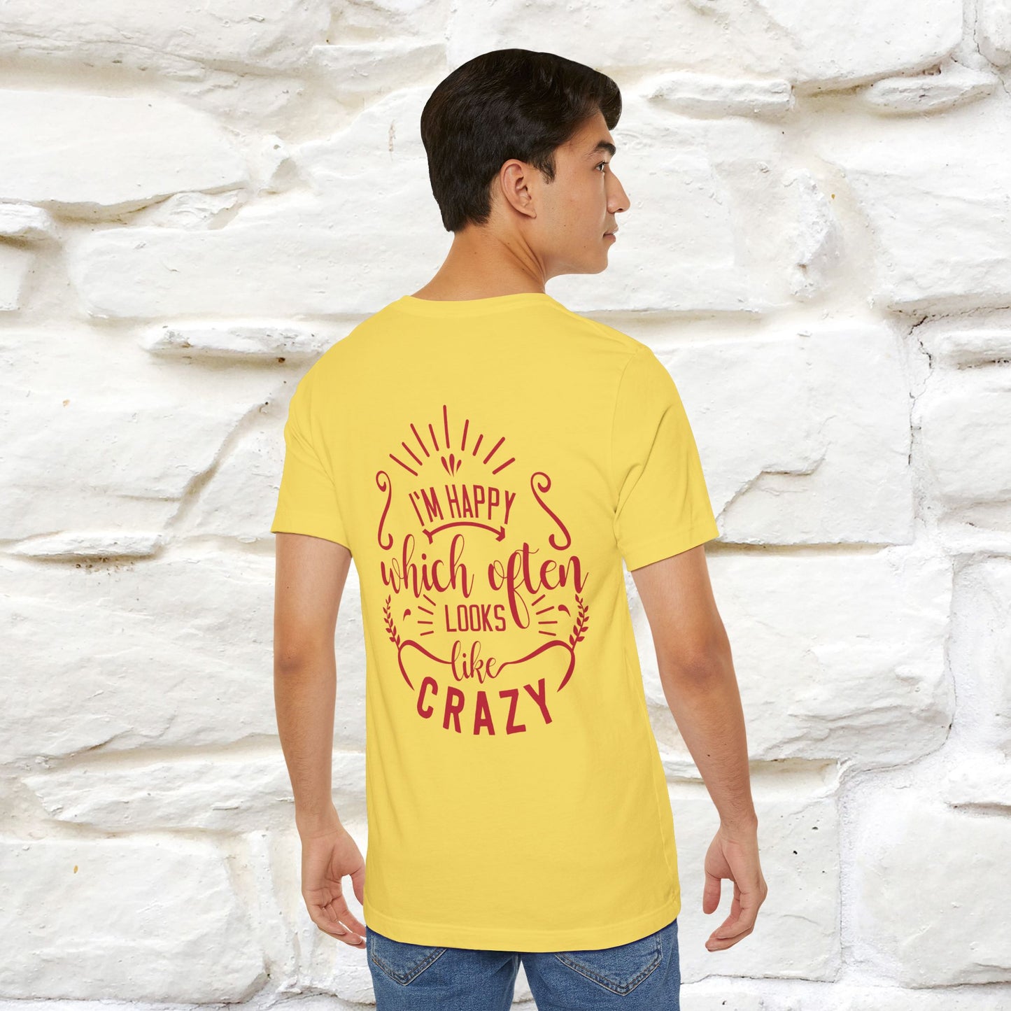 "I’m Happy, Which Often Looks Like Crazy" Cat T-Shirt| Front & Back Design | Nunu&Miao Studio