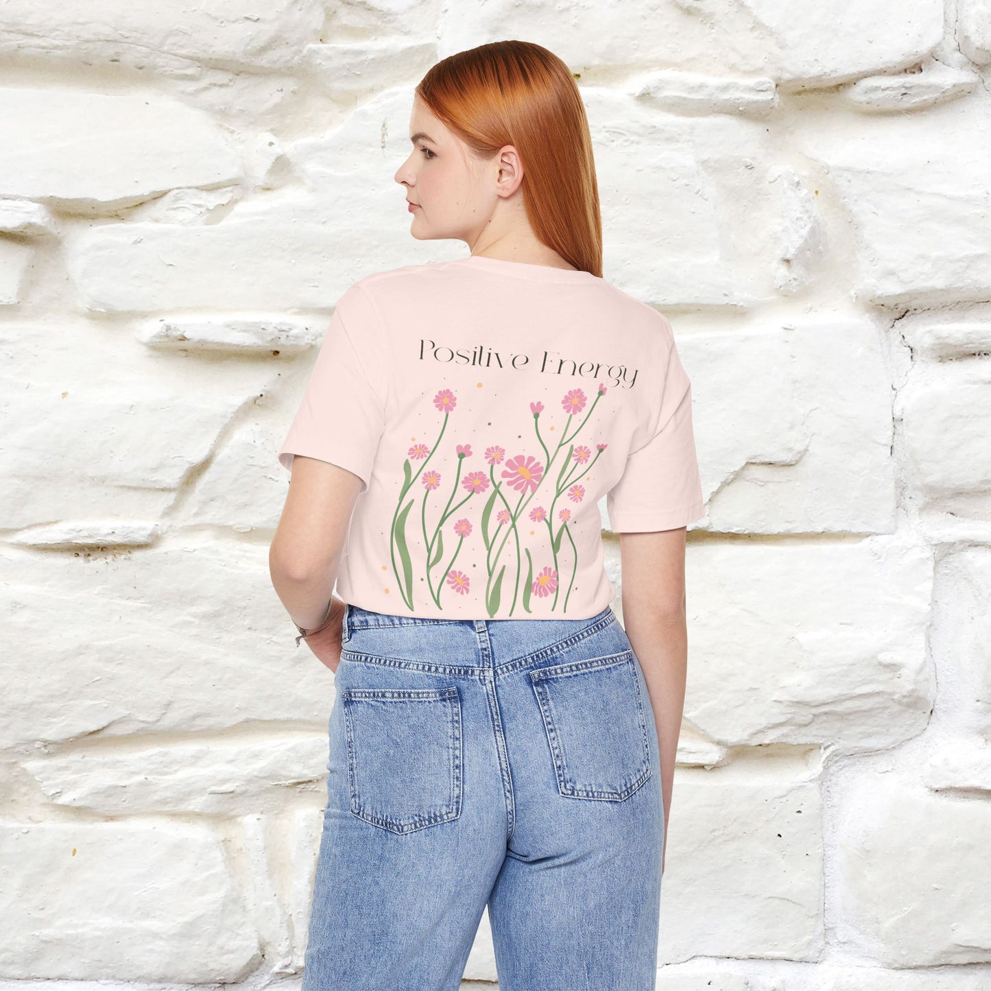 "Positive Energy'' Cat T-Shirt Front and Back Design | Nunu&Miao Studio