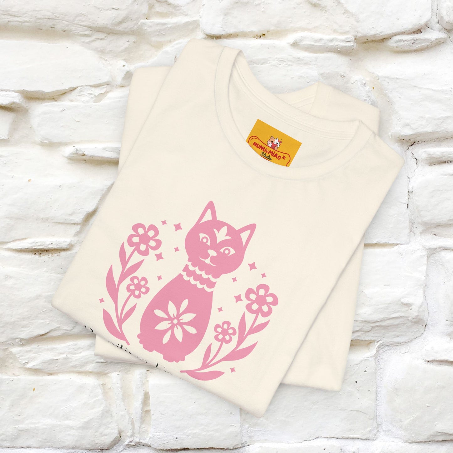 "Positive Energy'' Cat T-Shirt Front and Back Design | Nunu&Miao Studio