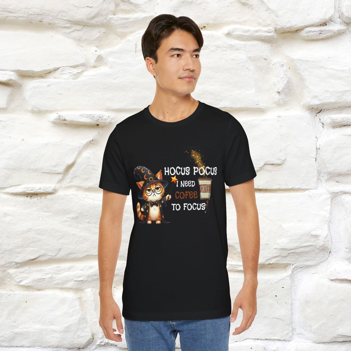 ''Hocus Pocus I Need Coffe To Focus'' Funny Cat Shirt | Nunu&Miao Studio