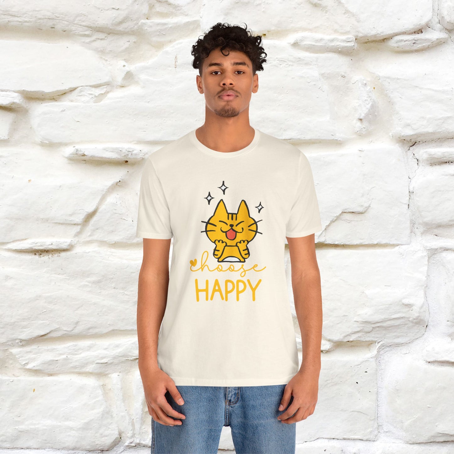 "Choose Happy" Cat T-Shirt for Men & Women | 100% Cotton* | Positive Tee 🐾