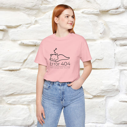 ''Error 404 Motivation Not Found'' Cat T-Shirt Front and Back Design | Nunu&Miao Studio