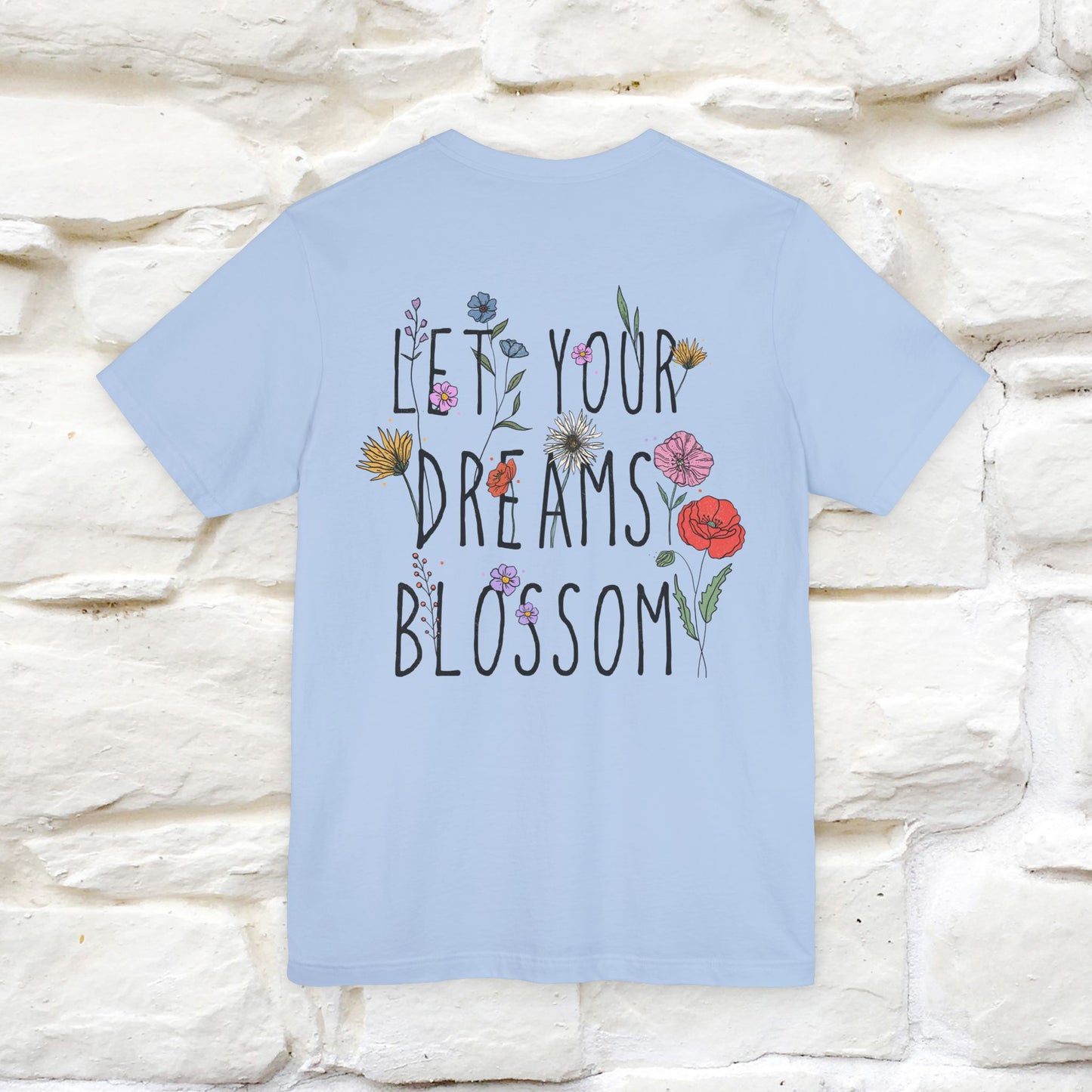 "Let Your Dreams Blossom'' Cat T-Shirt Front and Back Design | Nunu&Miao Studio