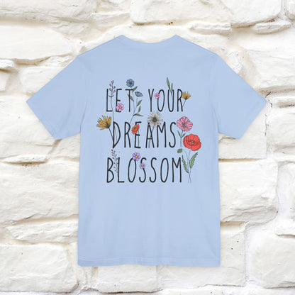 "Let Your Dreams Blossom'' Cat T-Shirt Front and Back Design | Nunu&Miao Studio