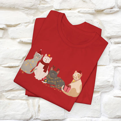 “Cat Family Christmas T-Shirt | Festive Cat Shirt for Men & Women | 100% Cotton”