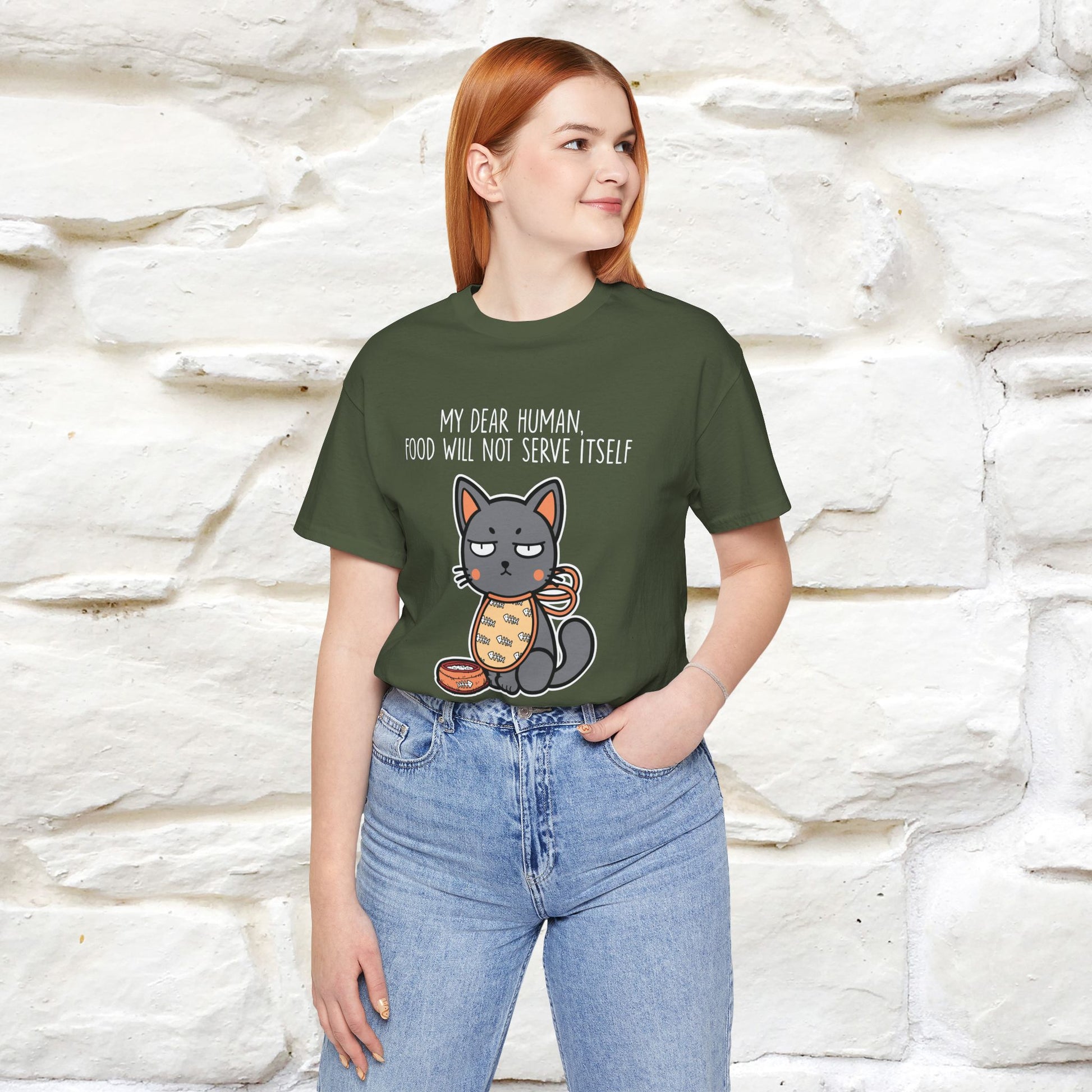 "Dear Human, Food Will Not Serve Itself" |Cat T-Shirt | Nunu&Miao Studio - Nunu&Miao Studio