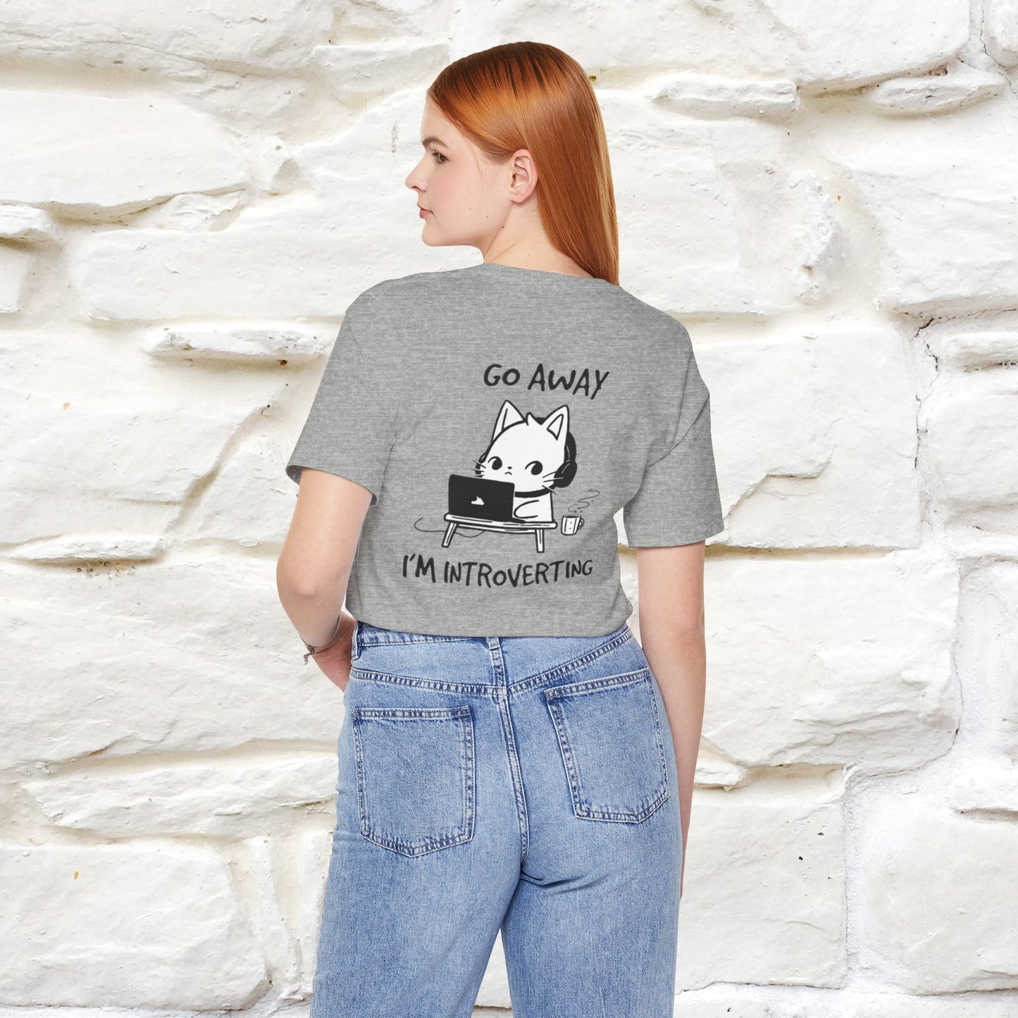 Go Away, I’m Introverting Cat T-Shirt | Unisex Front & Back Design | 100% Cotton*