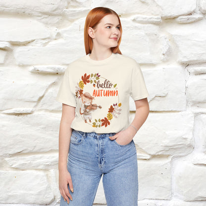 "Hello Autumn" Cat T-Shirt for Men & Women | 100% Cotton | Cozy Fall Fashion