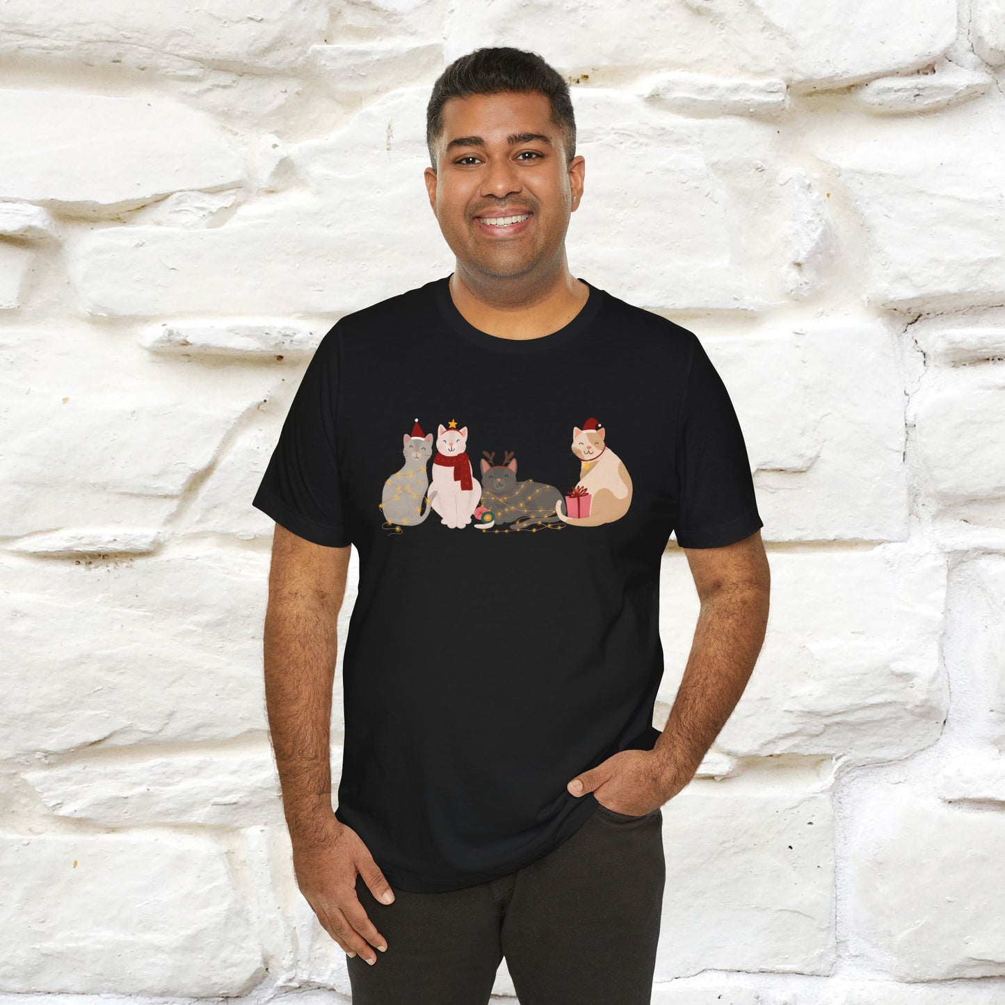 “Cat Family Christmas T-Shirt | Festive Cat Shirt for Men & Women | 100% Cotton”