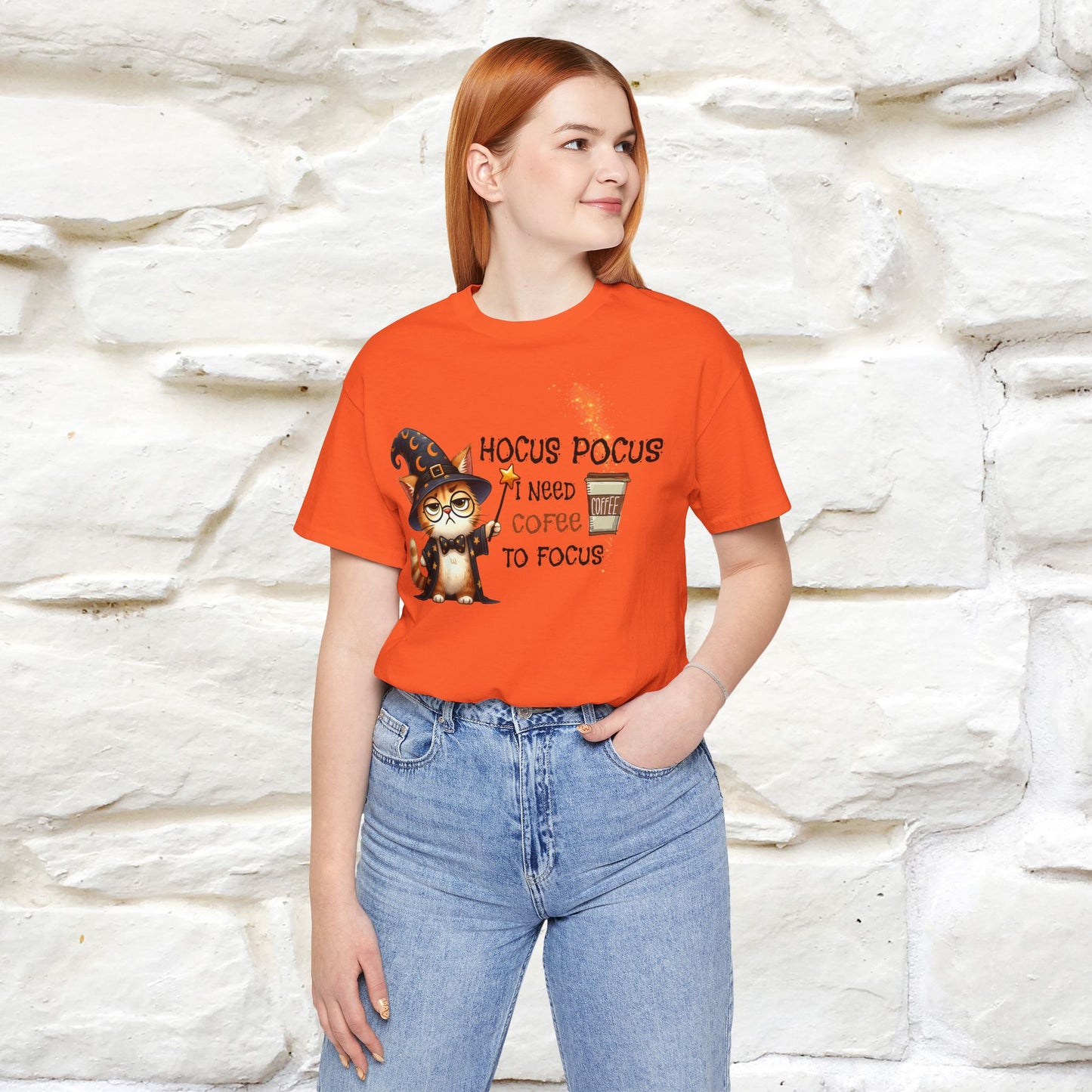 ''Hocus Pocus I Need Coffe To Focus'' Unisex T-shirt 100% Cotton*