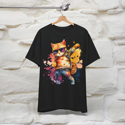 ''Cool Rainbow Cat'' T-shirt for Man 100% Cotton. - Nunu&Miao Studio