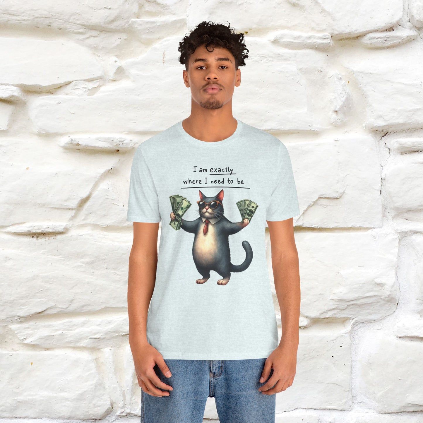 I Am Exactly Where I Need to Be Cat T-Shirt for Men & Women | 100% Cotton* Mindful Tee