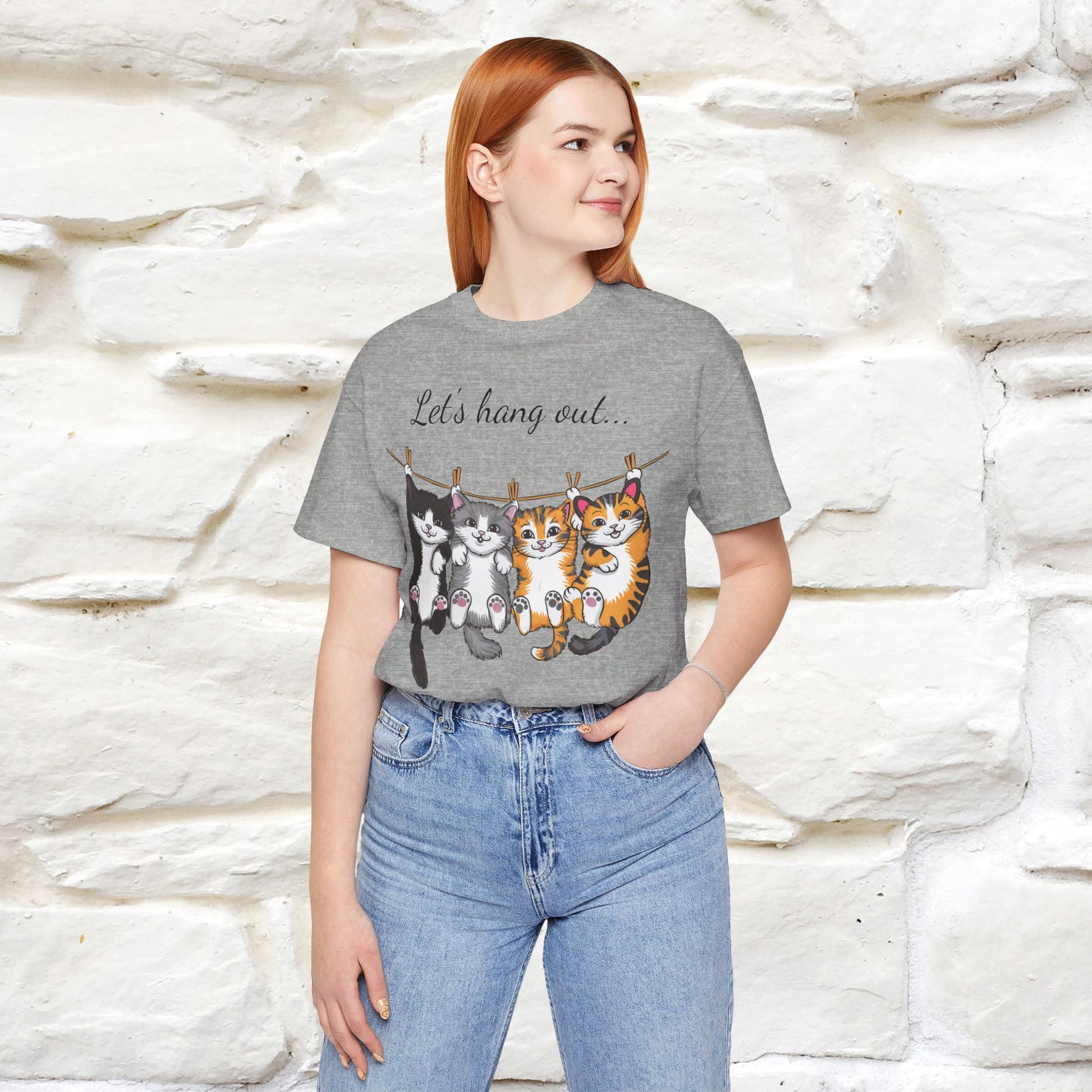 ''Let's Hang Out'' Cat T-shirt for Women 100% Cotton* - Nunu&Miao Studio