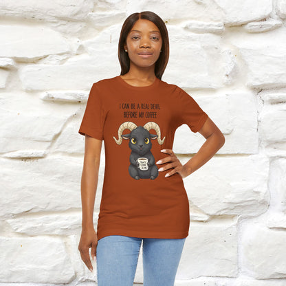 "I Can Be a Real Devil Before My Coffe" Funny T-shirt |Nunu&Miao Studio
