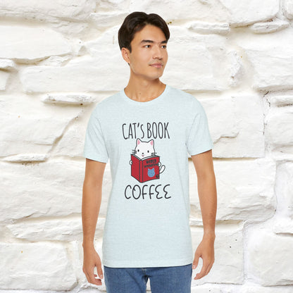 "Cat's Book Coffee" Cat T-Shirt for Men & Women | 100% Cotton* | Cozy Vibes for Book & Cat Lovers