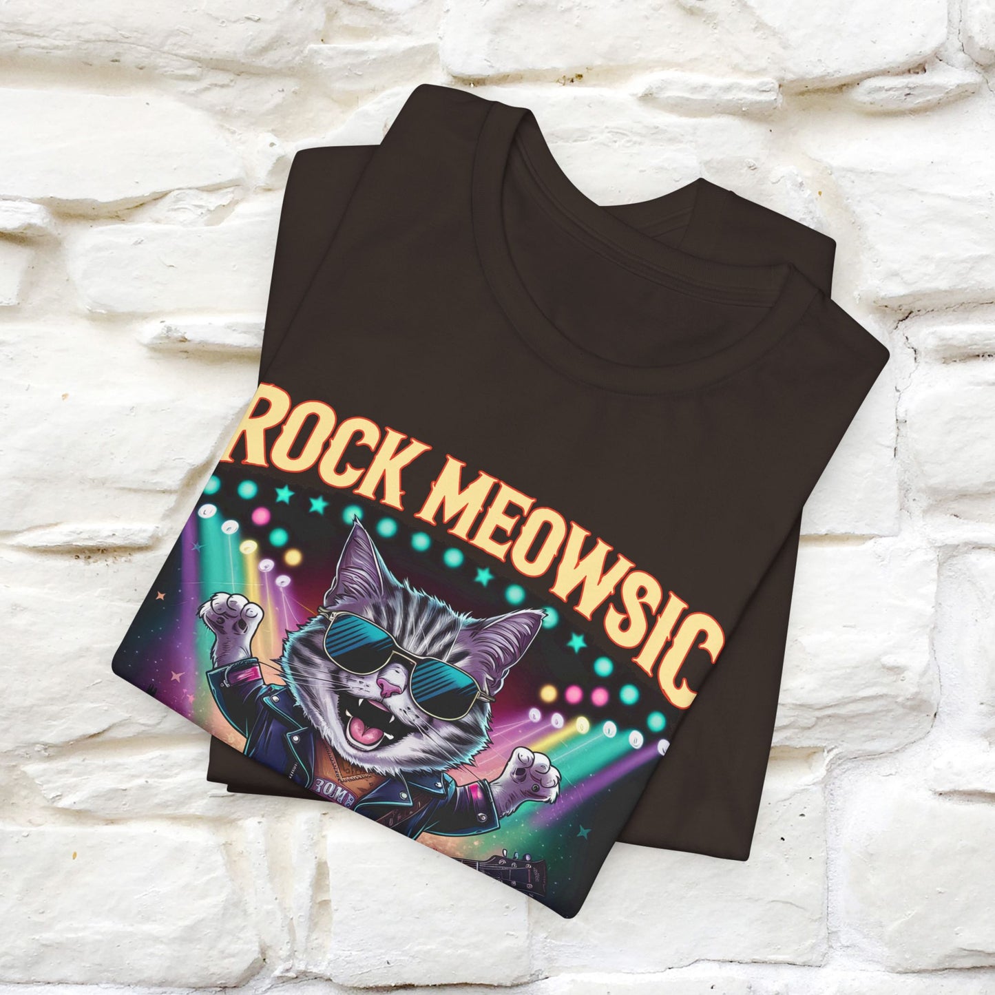 Rock Meowsic Catitude On Stage T-Shirt | Rocker Cat Tee for Men & Women | 100% Cotton*